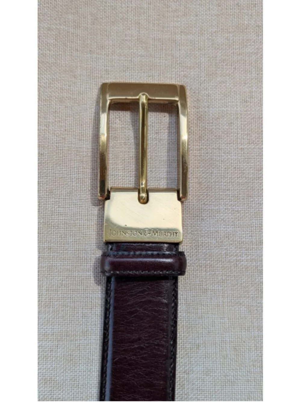 Men's Johnston & Murphy Brown Leather Gold Buckle Belt